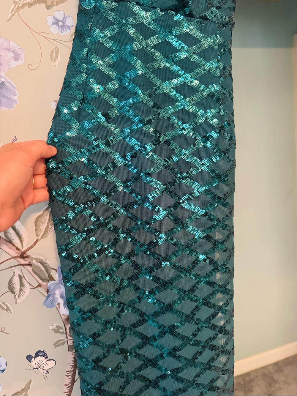 Lulu's Emerald Sequin Cowl Slip Gown - Picture 7 of 9